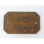 A Shellmex & BP Ltd cast iron railway freight wagon plate.