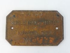 A Shellmex & BP Ltd cast iron railway freight wagon plate.