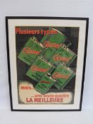 A highly pictorial French Castrol advertisement, depicting six assorted cans of varying sizes, 29