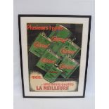 A highly pictorial French Castrol advertisement, depicting six assorted cans of varying sizes, 29