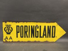An AA double sided directional enamel sign to Poringland, by Franco, 30 x 10".