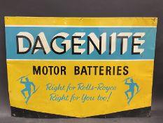 A Dagenite Motor Batteries tin advertising sign bearing the words 'Right for Rolls-Royce Right for