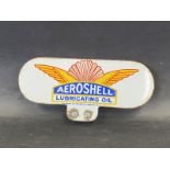 A small double sided Aeroshell Lubricating Oil enamel sign, 9 3/4 x 4 1/2".