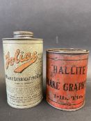 An early 'Hallite' Flake Graphite tin and a Foliac graphite tin.