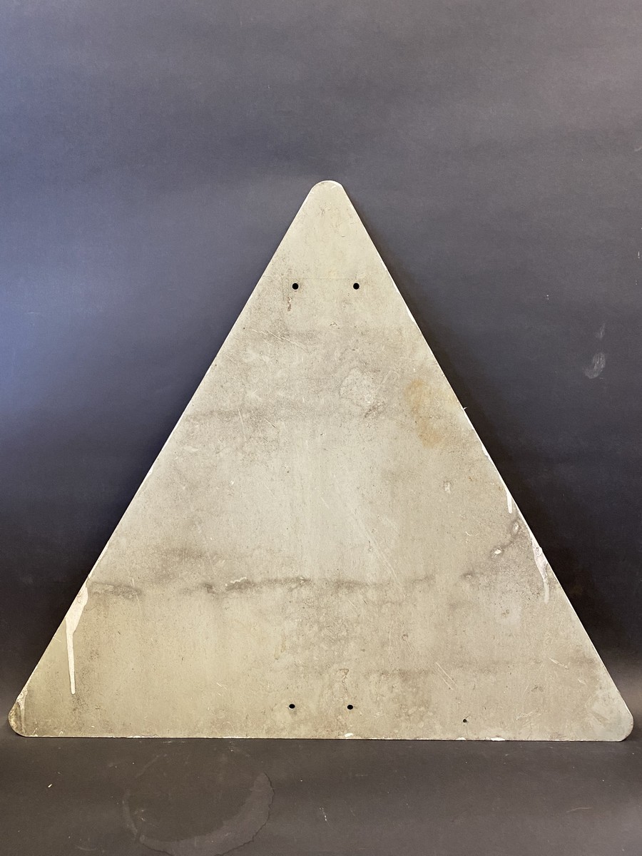 A 'skiing' triangular road sign, 34 x 29 3/4". - Image 2 of 2