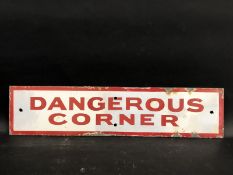 A Motor Union 'Dangerous Corner' rectangular enamel sign with some restoration, 26 x 6".