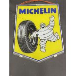 A Michelin pictorial glass sign, damaged, 11 x 13 1/2".