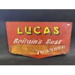 A Lucas 'Britains Best' tin advertising pediment sign, 19 x 10".