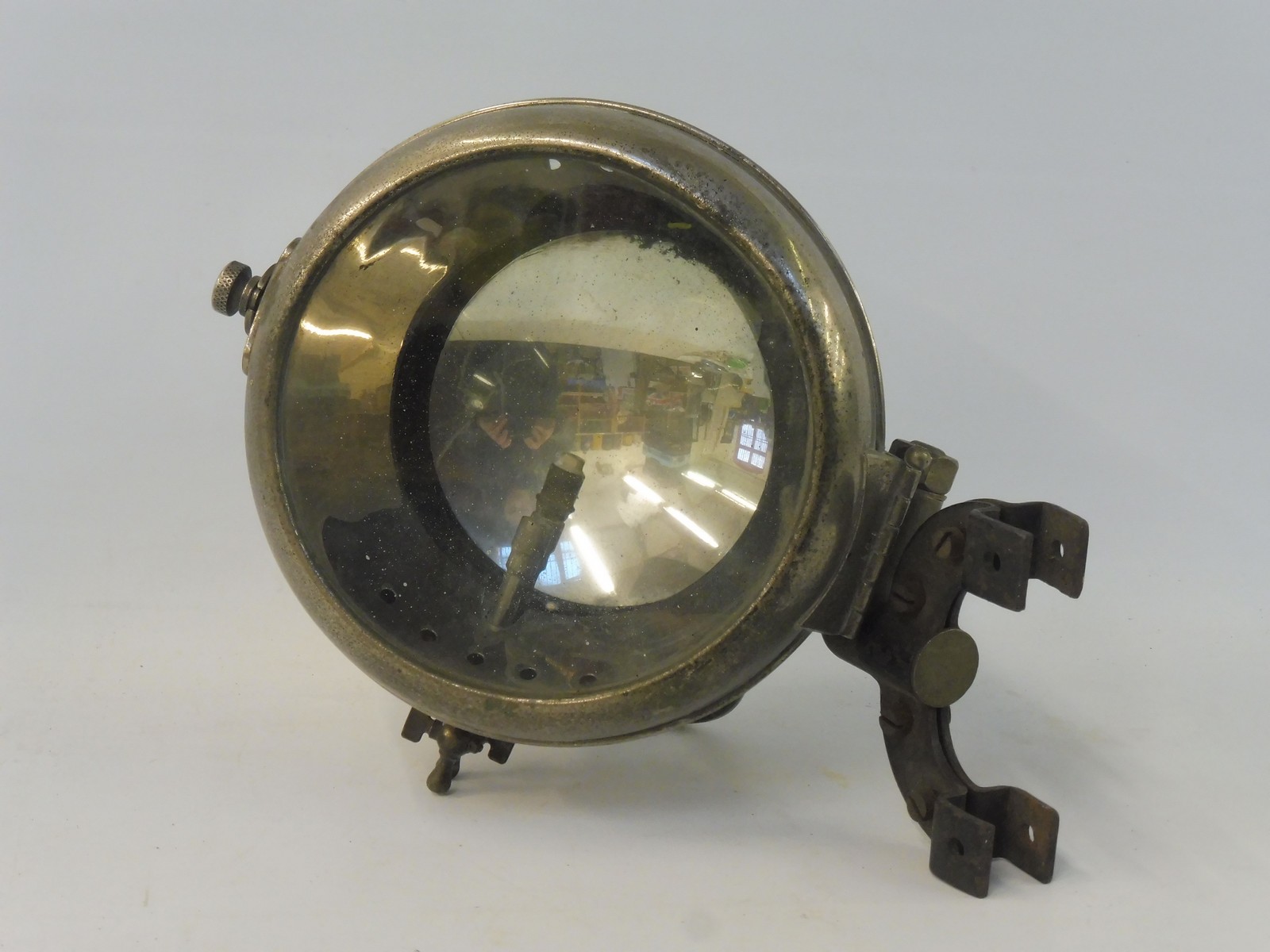 An early French nickel plated spot lamp marked Phares Auteroche Reflex.