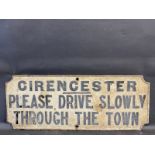 An early Cirencester cast iron road sign, 36 1/2 x 14".