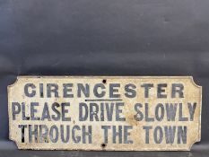 An early Cirencester cast iron road sign, 36 1/2 x 14".