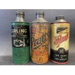 Three cylindrical quart cans including Pratts and Filtrate.