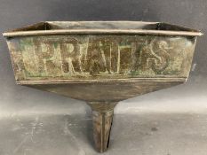 A Pratt's embossed rectangular funnel.