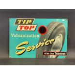 A Tip Top Vulcanization Service embossed tin advertising sign, 19 1/4 x 13 1/2".