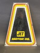 A Jet Motor Oil triangular tin sign, possibly the side from a forecourt crate, 15 3/4 x 20 1/2".