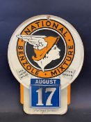 A National Benzole Mixture cardboard calendar with a complete set of date cards, 12 x 15 1/2".