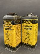 Two Romac square tins for running-in compound.