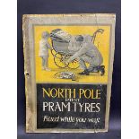 An early North Pole Patent Pram Tyres pictorial showcard, 20 x 27".
