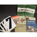 A selection of ephemera including a Mercedes-Benz Type 190 SL catalogue 1959, German text.