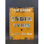 An India Tyres rectangular double sided aluminium advertising sign, 18 x 24".