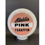 An Aladdin Pink Paraffin glass petrol pump globe by Hailware, fully stamped underneath 'Property