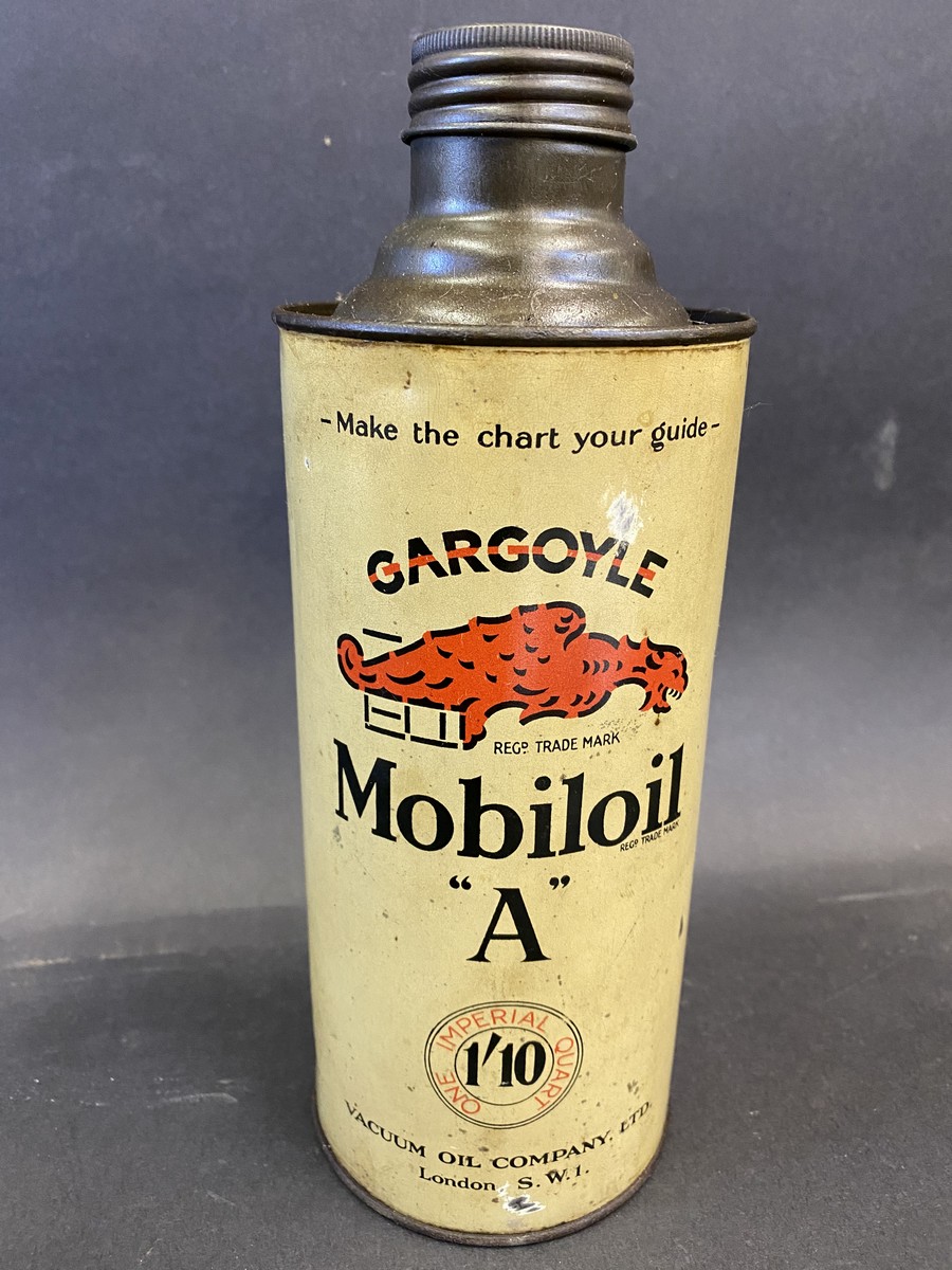 A Gargoyle Mobiloil 'A' grade cylindrical quart can, in excellent condition. - Image 2 of 4