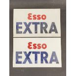 A pair of Esso Extra milk glass petrol pump brand inserts, 8 1/2 x 5".