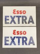 A pair of Esso Extra milk glass petrol pump brand inserts, 8 1/2 x 5".