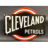 A Cleveland Petrols double sided enamel sign, restored, 30 x 24".