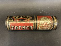 A Finest French Chalk cylindrical tin made by The County Chemico Limited.