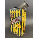 A Speedwell Motor Oil rectangular quart can.