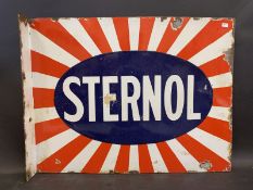 A Sternol double sided enamel sign with hanging flange, 22 x 17".