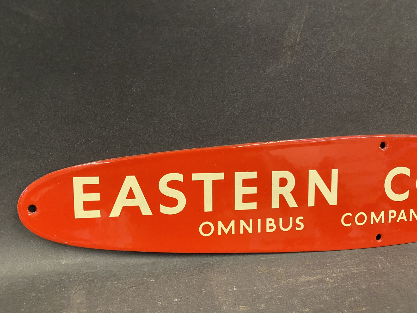 An Eastern Counties Omnibus Company Limited enamel oval header board sign, in very near mint - Image 2 of 4