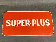 A Super-Plus glass petrol pump brand indicator, 12 1/2 x 6 1/2".