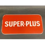 A Super-Plus glass petrol pump brand indicator, 12 1/2 x 6 1/2".