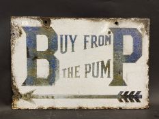 A BP Buy from the Pump rectangular double sided enamel sign, 18 x 12".