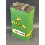 A BP Energol Visco-Static Motor Oil gallon can in good condition.