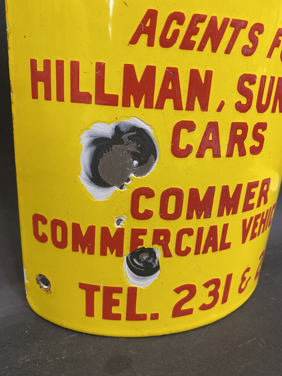 A curved enamel sign for a post or similar advertising 'New Street Motors' agents for Hillman, - Image 2 of 3