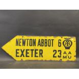 An AA & Motor Union enamel single sided directional road sign pointing towards Newton Abbot (6)