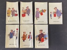 Seven rare Bateman Shell cigarette cards from a series of 14.