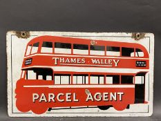 A Thames Valley Parcel Agent double sided enamel sign by Reliance of Twickenham, 18 x 10 1/2".