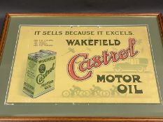 A very rare and early Wakefield Castrol Motor Oil pictorial showcard by Woollen & Co. Ltd, depicting
