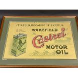 A very rare and early Wakefield Castrol Motor Oil pictorial showcard by Woollen & Co. Ltd, depicting