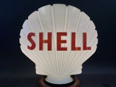 A Shell glass petrol pump globe by Hailware, fully stamped underneath 'Property of Shell-Mex & BP