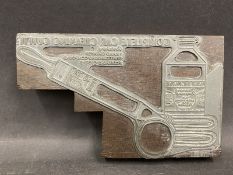 A National 'Complete Car Cleaning Outfit' printing block, 7 3/4 x 4 3/4".