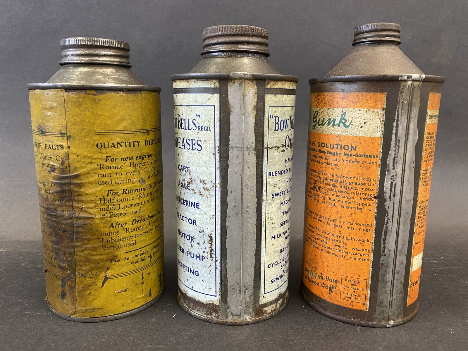 Three cylindrical pint oil cans including BowBells and Romac. - Image 2 of 2