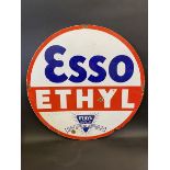 An Esso Ethyl circular double sided enamel sign in good overall original condition, dated January