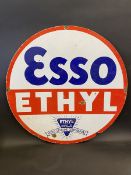 An Esso Ethyl circular double sided enamel sign in good overall original condition, dated January