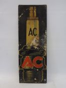 An AC plug advertising larger size finger plate tin sign, 4 x 11 1/4".