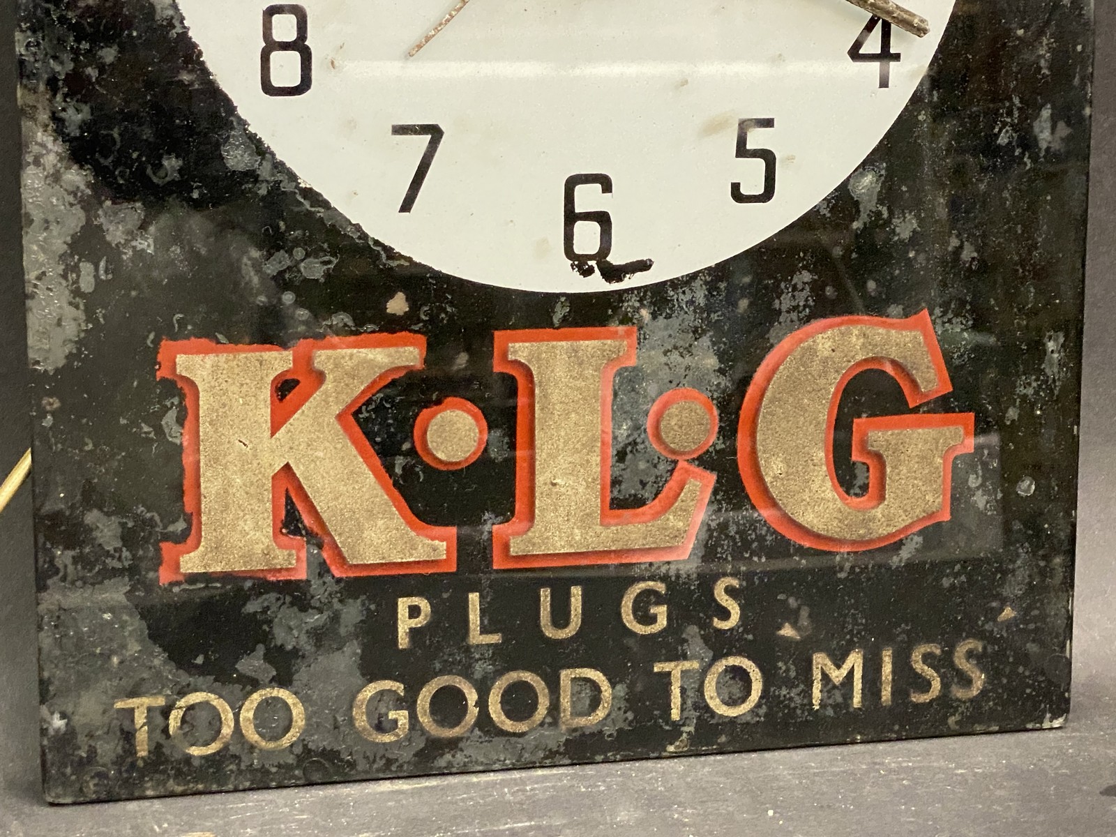 A KLG glass fronted advertising wall clock by Smith Sectric, original movement. - Image 2 of 4